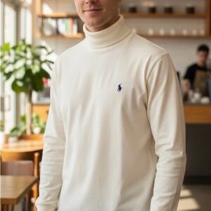 Polo Ralph Lauren Men's Ivory Turtleneck Sweater 100  % Cotton
